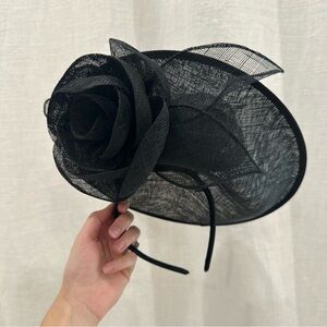 St Julian Black Kentucky Derby headband hat woven with flowers